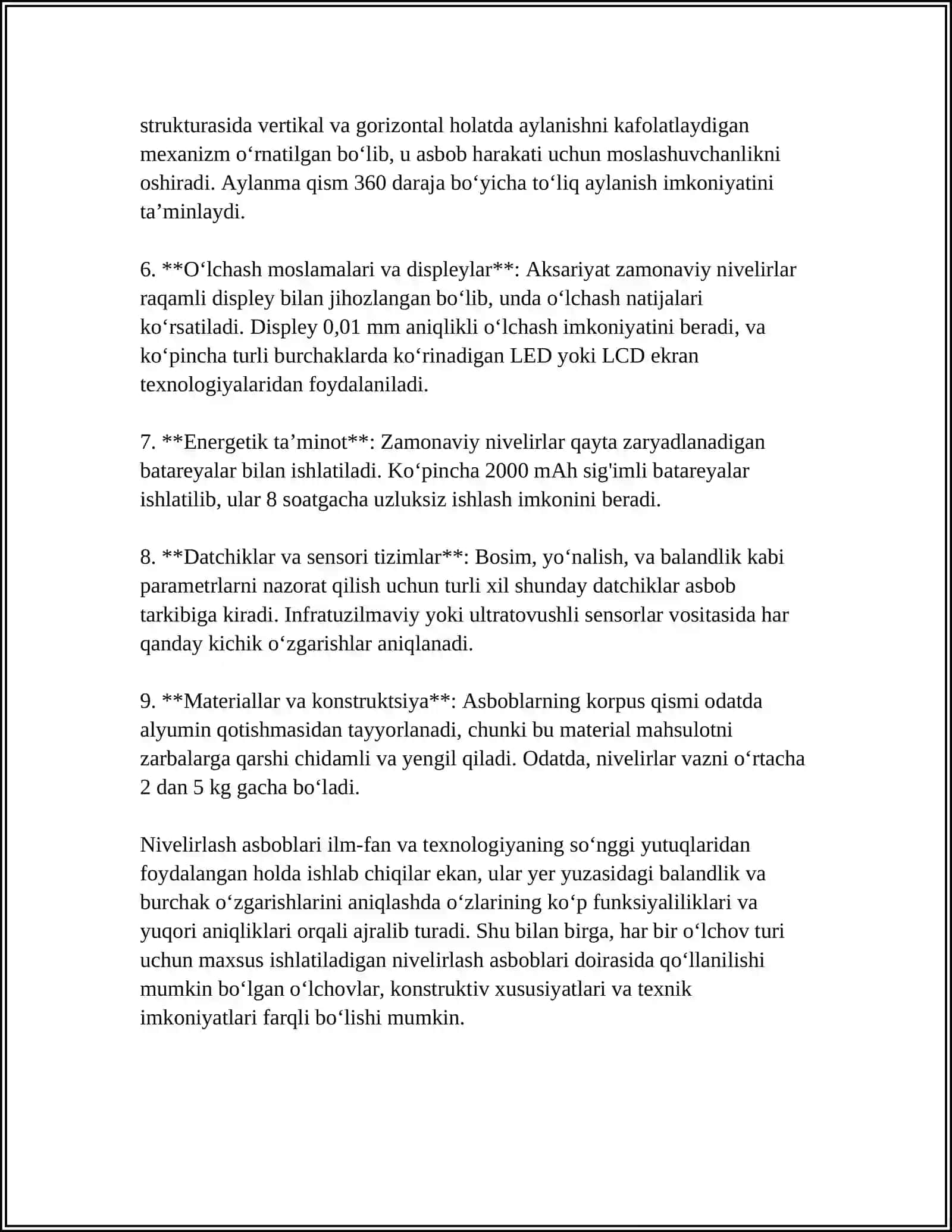 N3 NIVELIR VA REKALARNI TEKSHIRISH.NIVELIRLASH TARMOĢI LOYIHASINI TUZISH VA NIVERLIR BELGILARINI JOYDA MAHKAMLASH 4