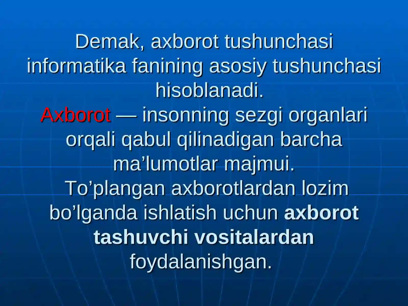 Infоrmatika va axbоrоt texnоlоgiyalari bo’yicha asоsiy tushunchalar 4