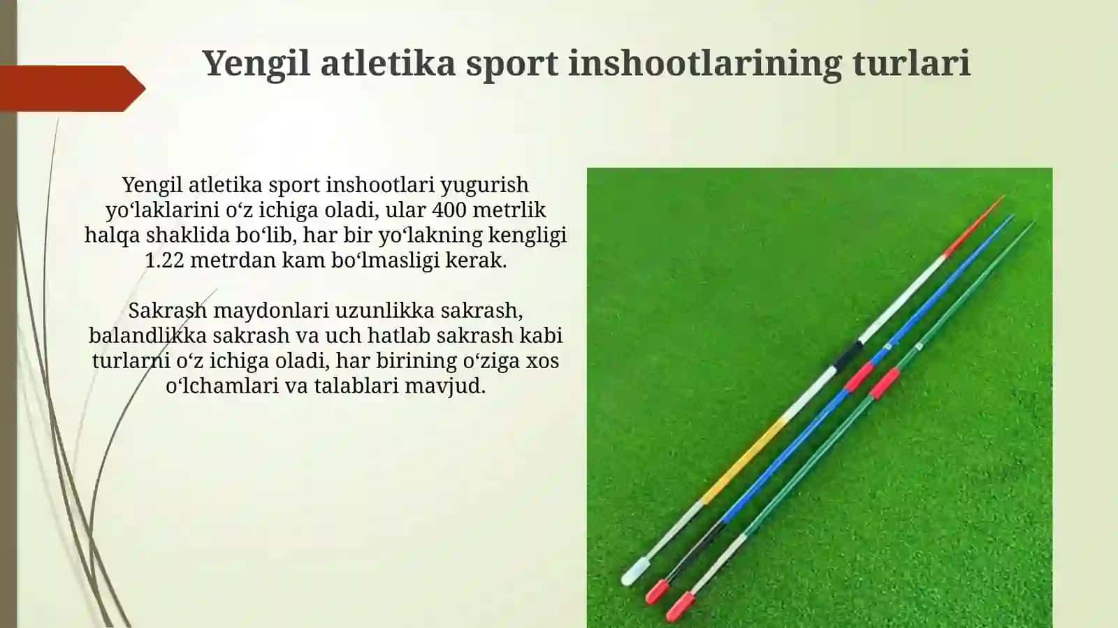 Yengil atletika bo'yicha sport inshoatlari, jihozlari va ularni ishlatish 4