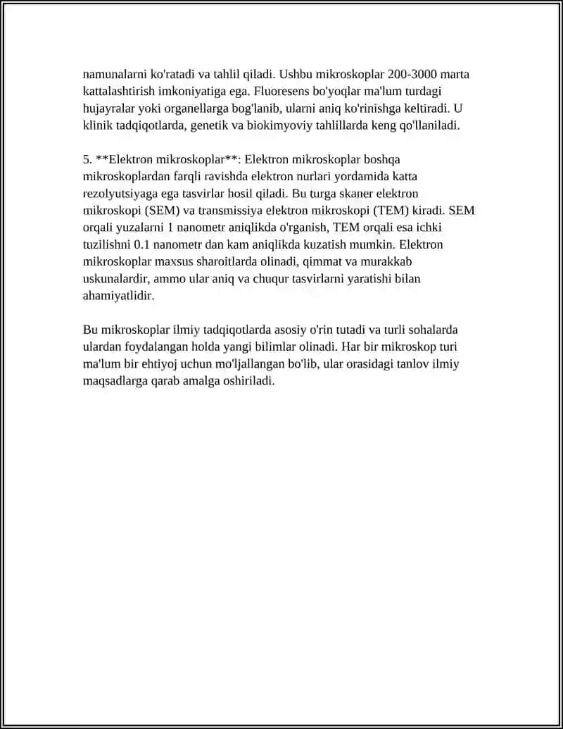 MIKROSKOP XILLARI U BILAN ISHLASH VA FOYDALANISH TEXNIKASI BILAN TANISHISH 4