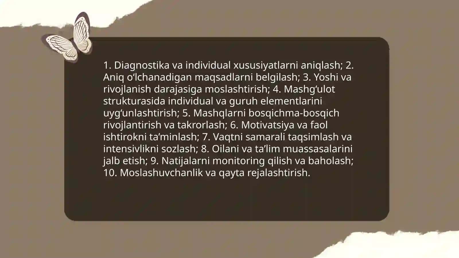 Logopedik mashg’ulotlarni tashkil etish va rejalashtirish fanning maqsadi, vazifalari, metodlari va usullari 4