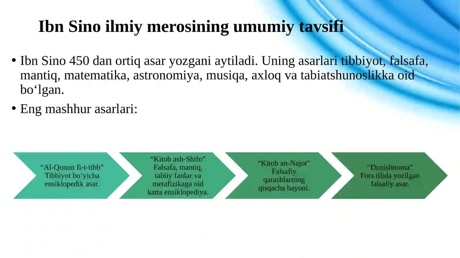 Ibn Sinonin Gʻoʻlintiligi Tarjima qilingan asarlari va ularning Fani Tarixidagi ahamiyati 4