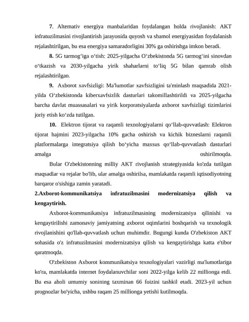 O'ZBEKISTONDA AXBOROT-KOMMUNIKATSIYA TEXNOLOGIYALARI SOHASINI RIVOJLANTIRISHDAGI DAVLAT SIYOSATI 4