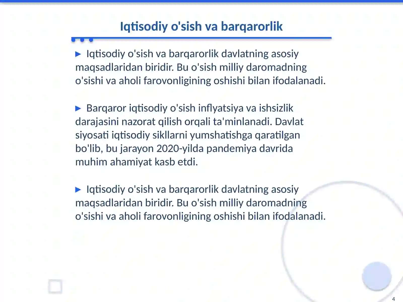Makroiqtisodiy siyosatning maqsadlari va ularning ozaro muvofiqlashtirilishi 4