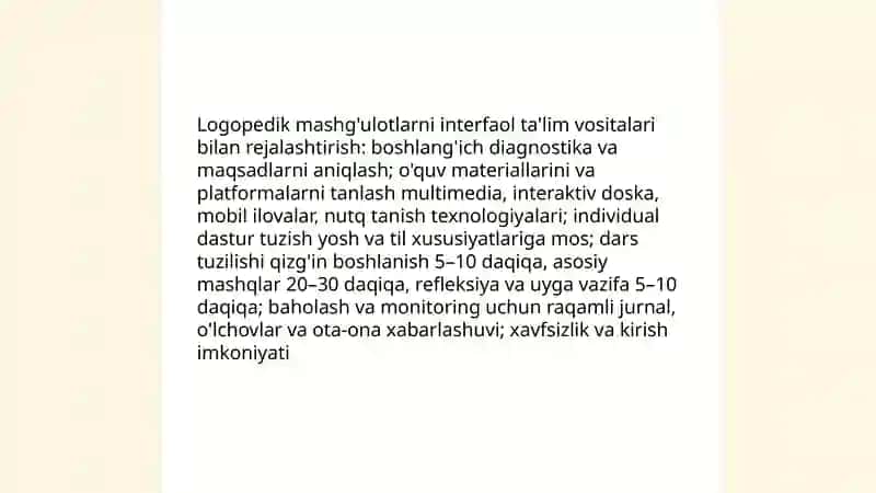 Noan'anaviy texnologiyalar asosida logopedik mashĝulotlarni tashkil etish va òtkazish 4