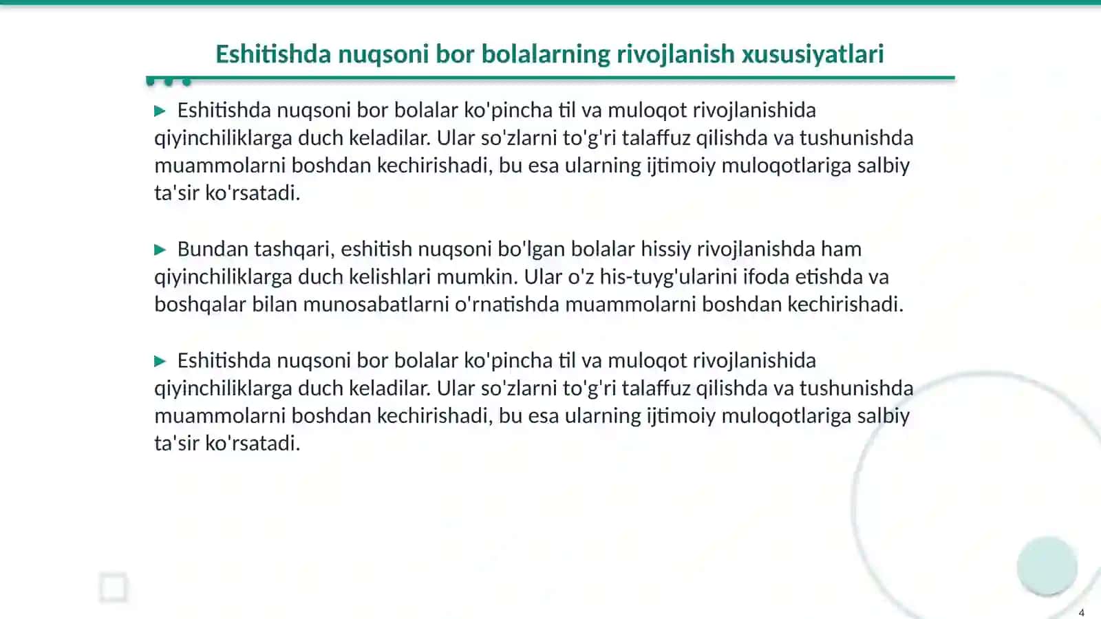 Eshitishda nuqsoni bor bolalar (surdopsixologiya) 4