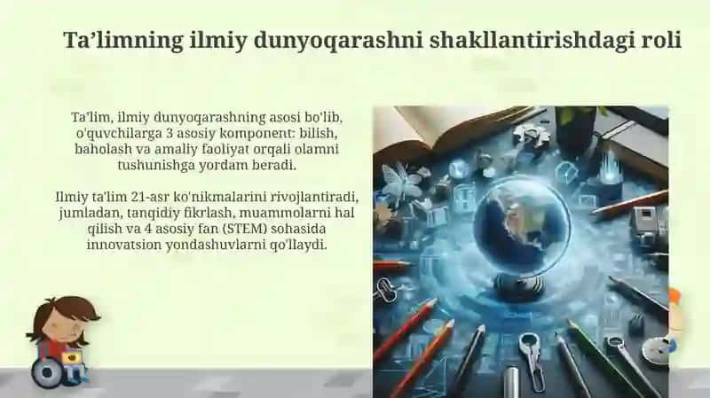 Ilmiy va umummadaniy dunyoqarashni shakllantirish 4