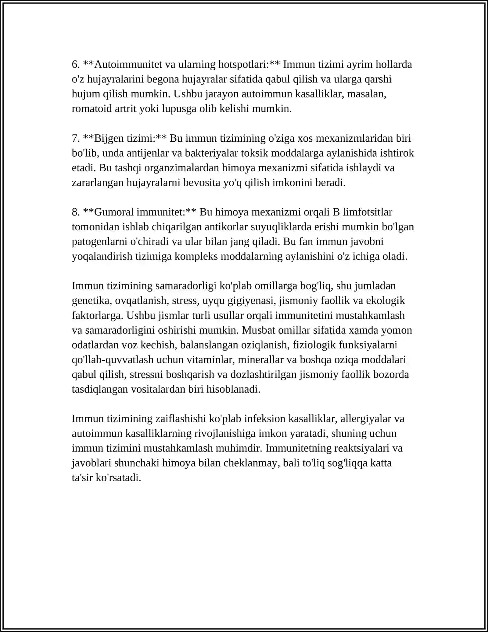 MUSTAQIL ISH Mavzu: IMINULOGIYA VA BIOTEXNOLOGIYA 4