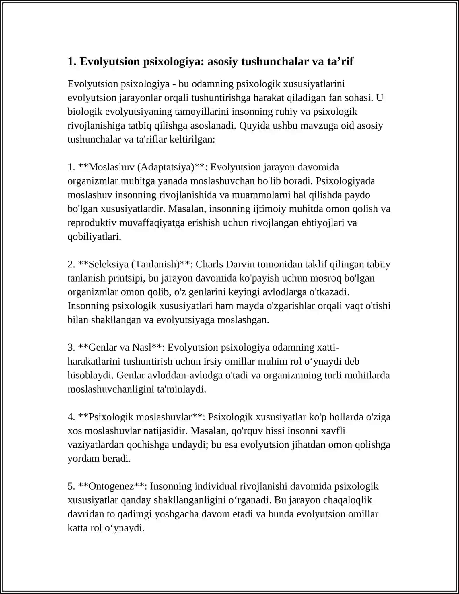 EVOLYUTSION PSIXOLOGIYA FANIGA KIRISH, FANNING MAQSAD VAZIFALARI 4