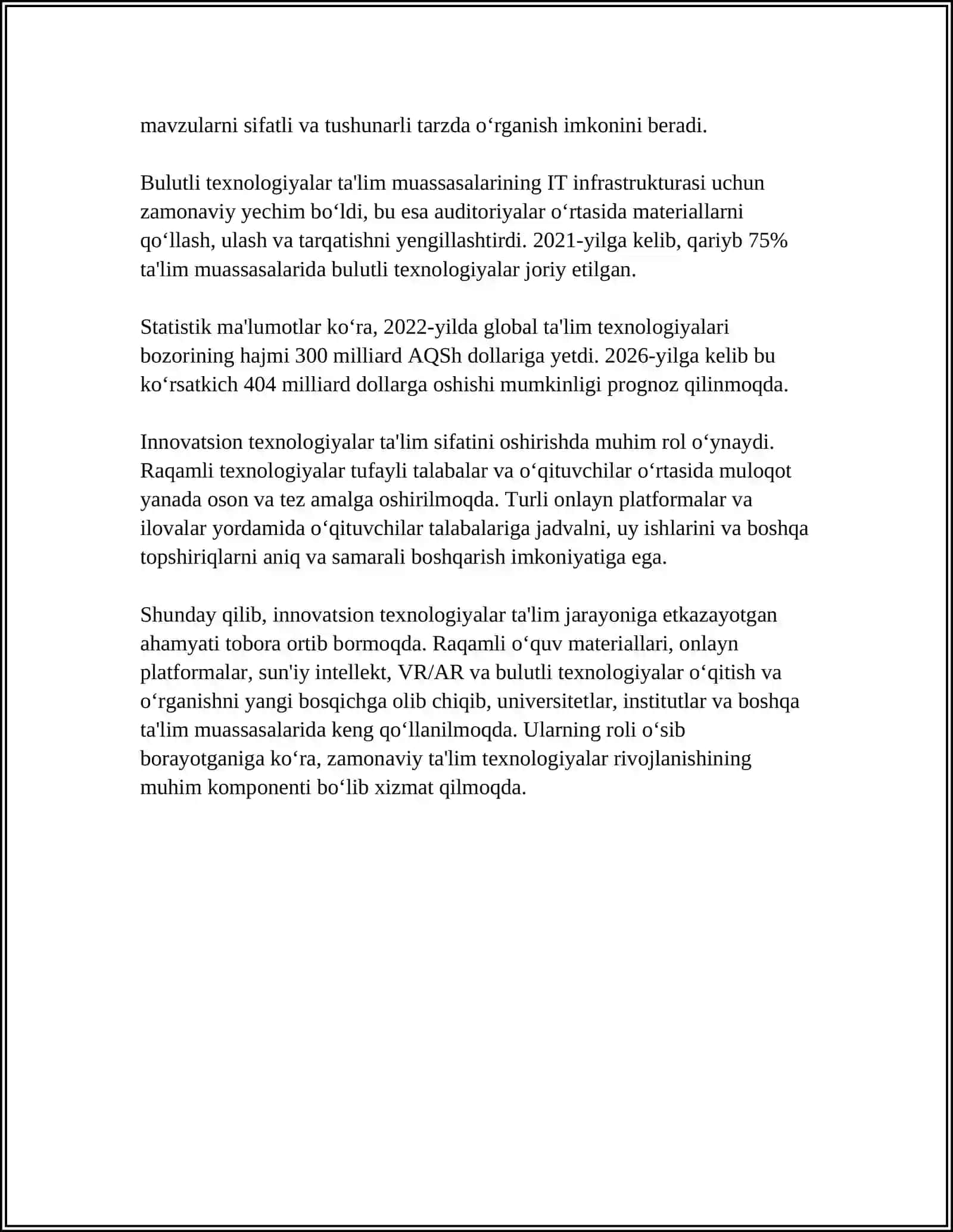 TARBIYADA INNOVATSION TEXNALOGIYALARNING O’RNI 4