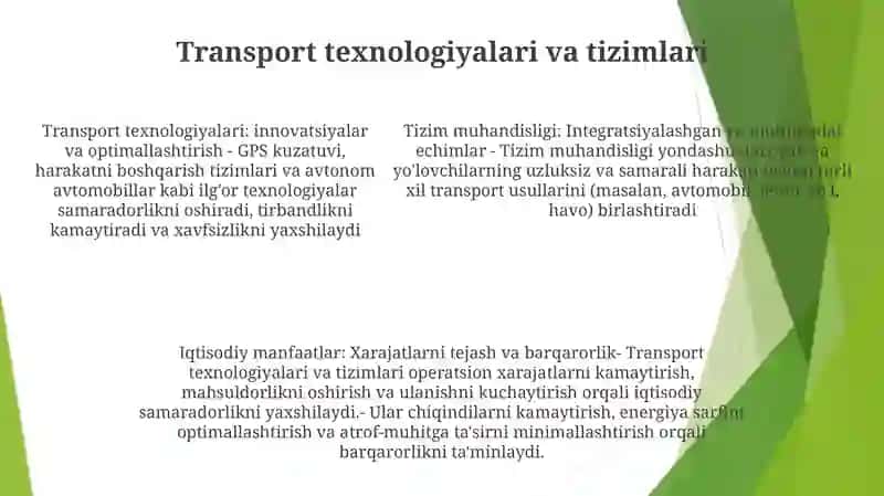 Logistika Transport-Texnologik Tizimlarning Iqtisodiy Samarasi 4