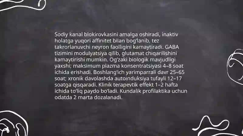 Karbamezepin dori vositasining farmakologiyasi 4