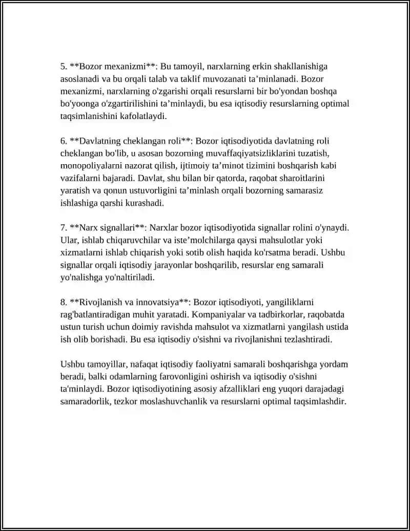 BOZOR IQTISODIYOTINING MAZMUNI VA ASOSIY BELGILARI 4