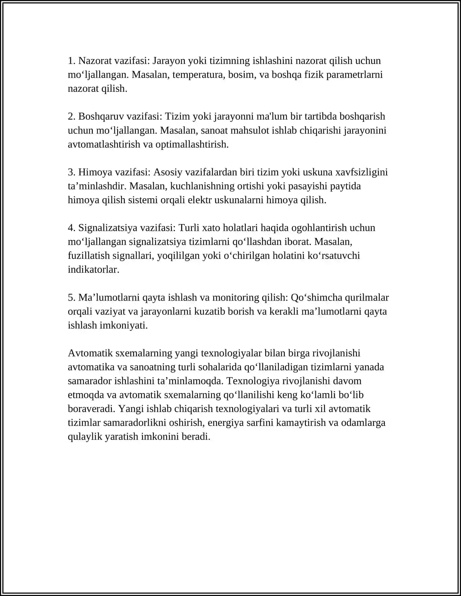 AVTOMATIK SXEMALARI VA ULARNING VAZIFALARI 4