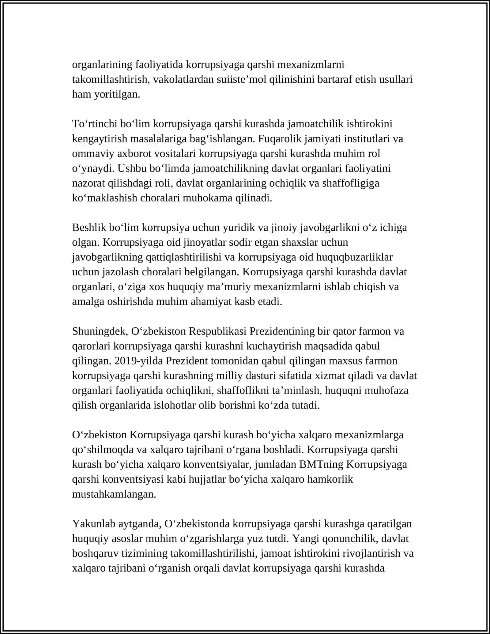 O'ZBEKISTONNING KORRUPSIYAGA QARSHI KURASHI 4