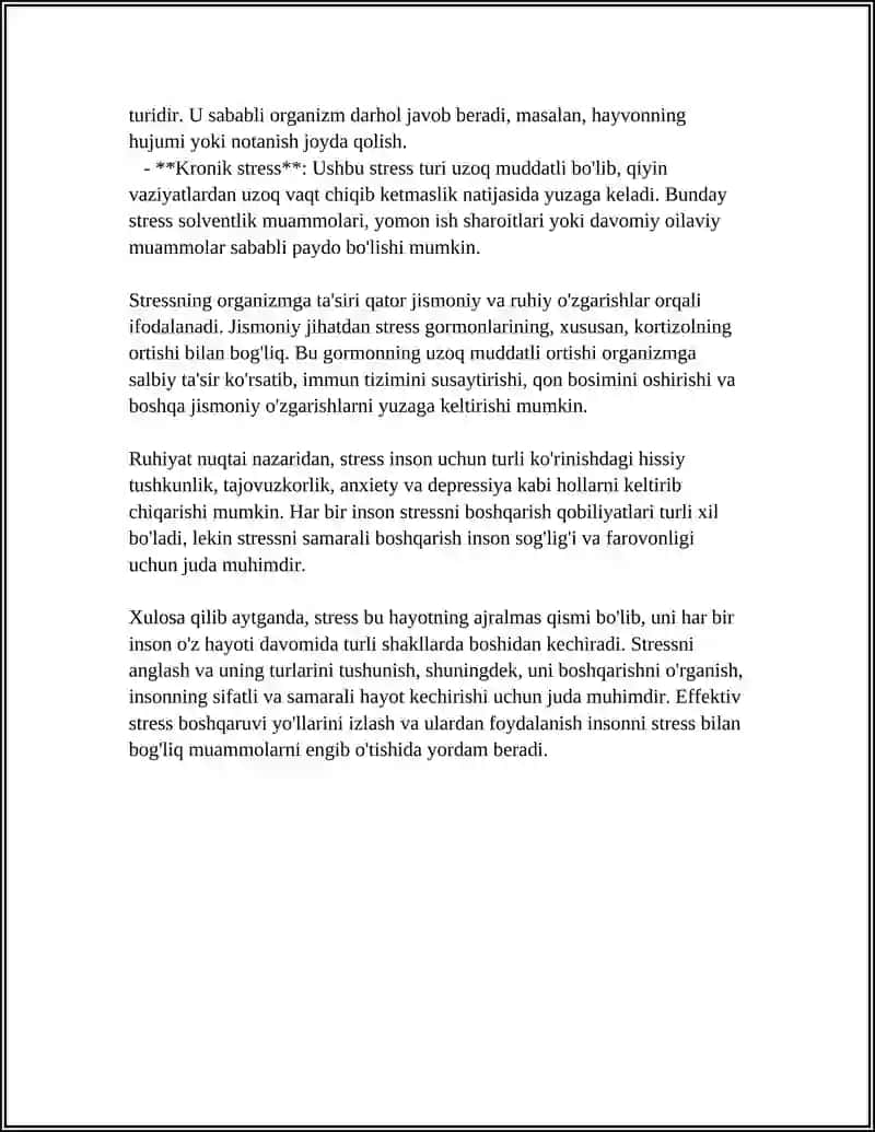 STRESS VA ULARNI BARTARAF QILISH USULLARI SHAHSDAGI NERVOTIK BUZILAISHLAR 4