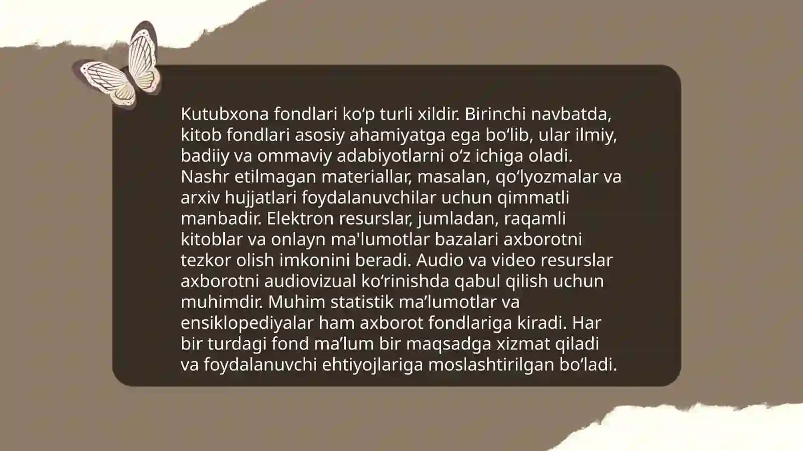 Kutubxona axborot muassasalari fondlarini oziga xos xususiyatlari 4