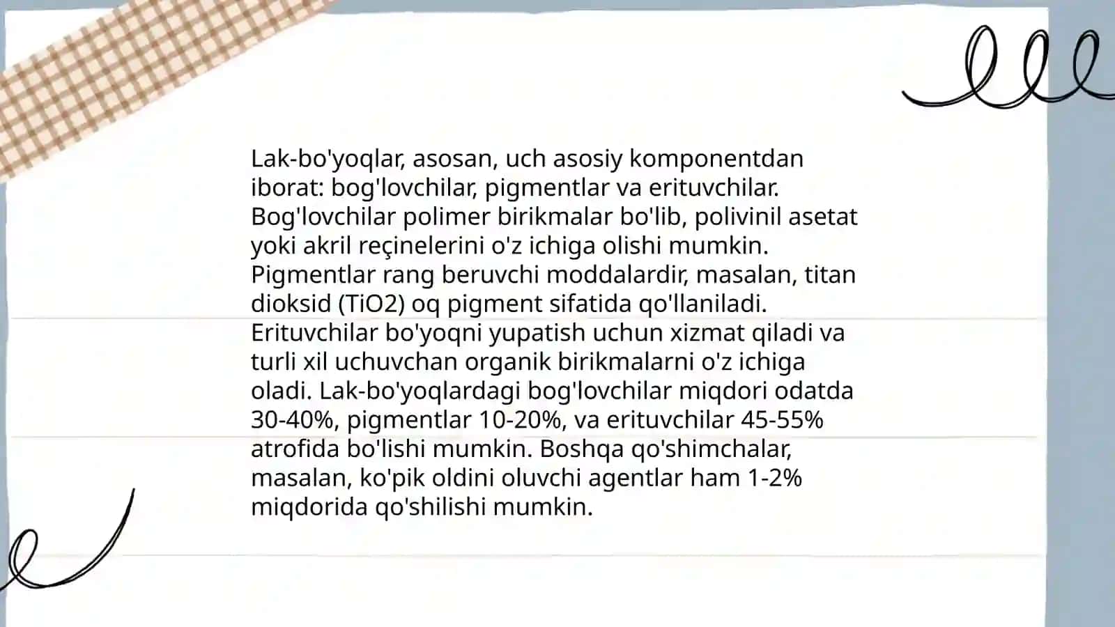 Asosiy lak-bo'yoq materiallari 4