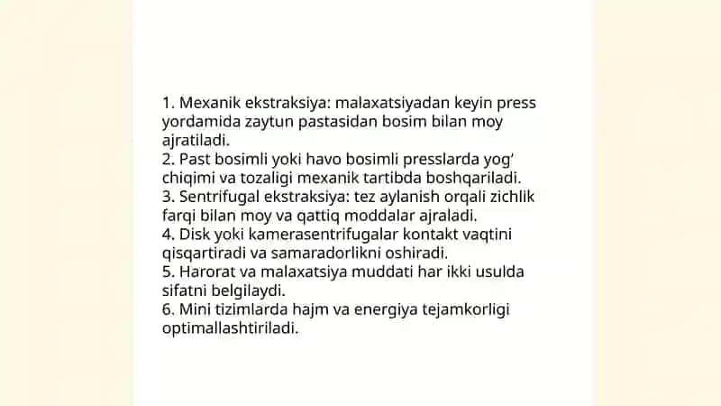 Zaytun moyidan ekstraksiya usulida Xitoy mini ekstraksiya tizimida moy olish texnologiyasi 4