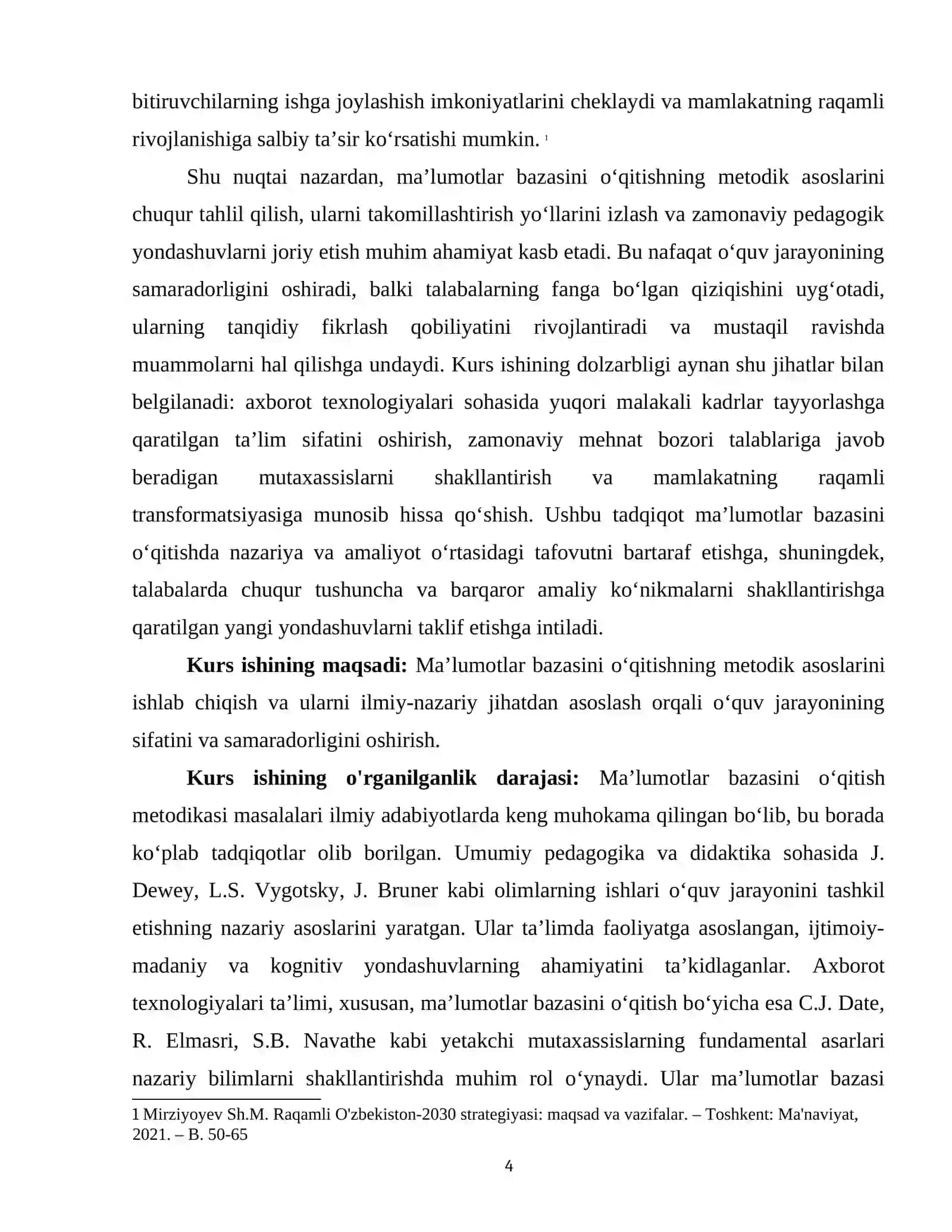 "MAʼLUMOTLAR BAZASINI O‘QITISHNING METODIK ASOSLARI" 4