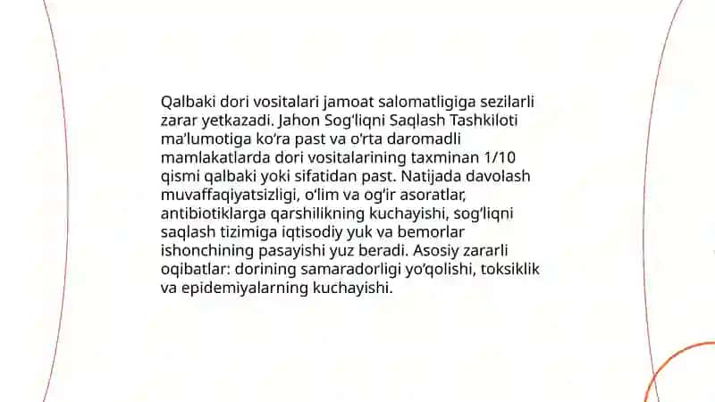Farmasevtika bozorida dori vositalarini qalbakilashtirish muammolari 4