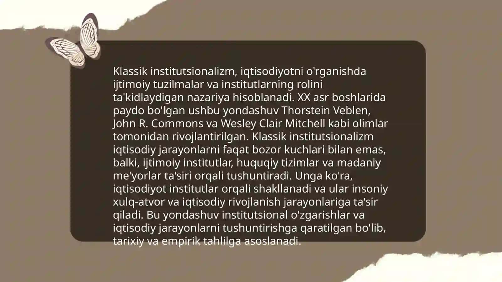 Institutsional nazariyaning paydo boʻlishi va rivojlanish bosqichlari 4