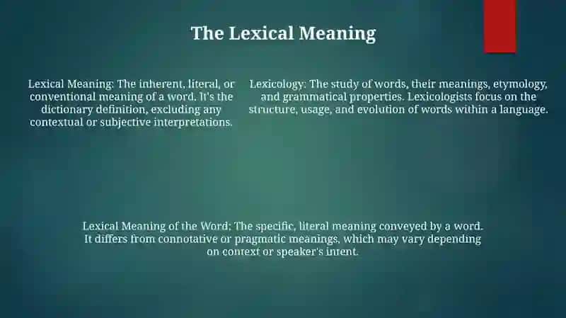 Lexicology. Lexical Meaning Of The Word 4