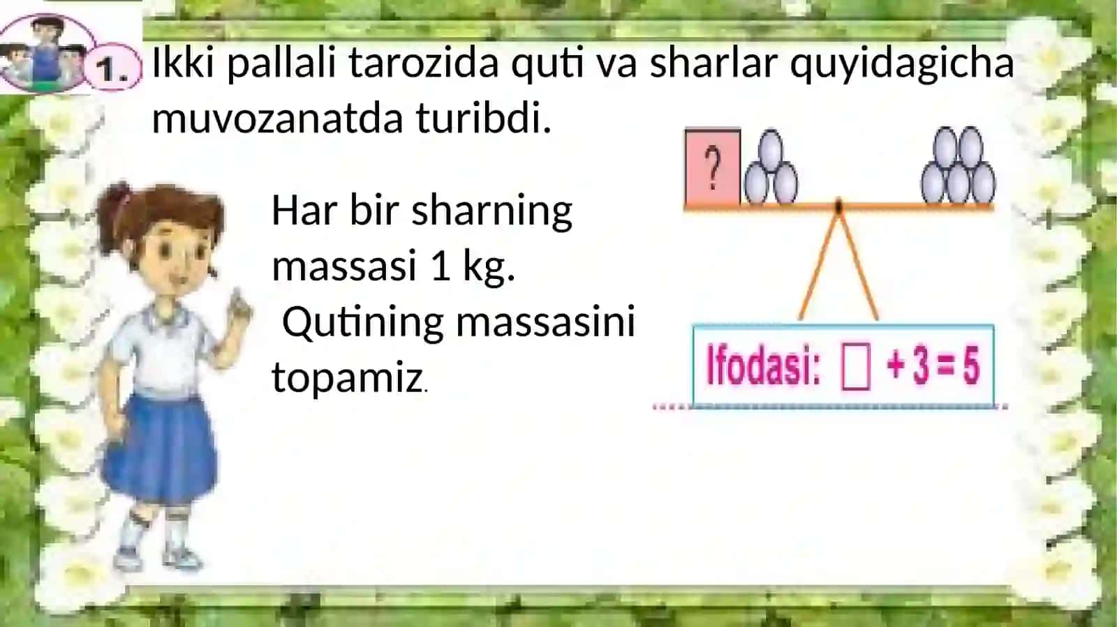 2-sinf Fan:Matematika Mavzu:Tenglamalar 1-mavzu 4