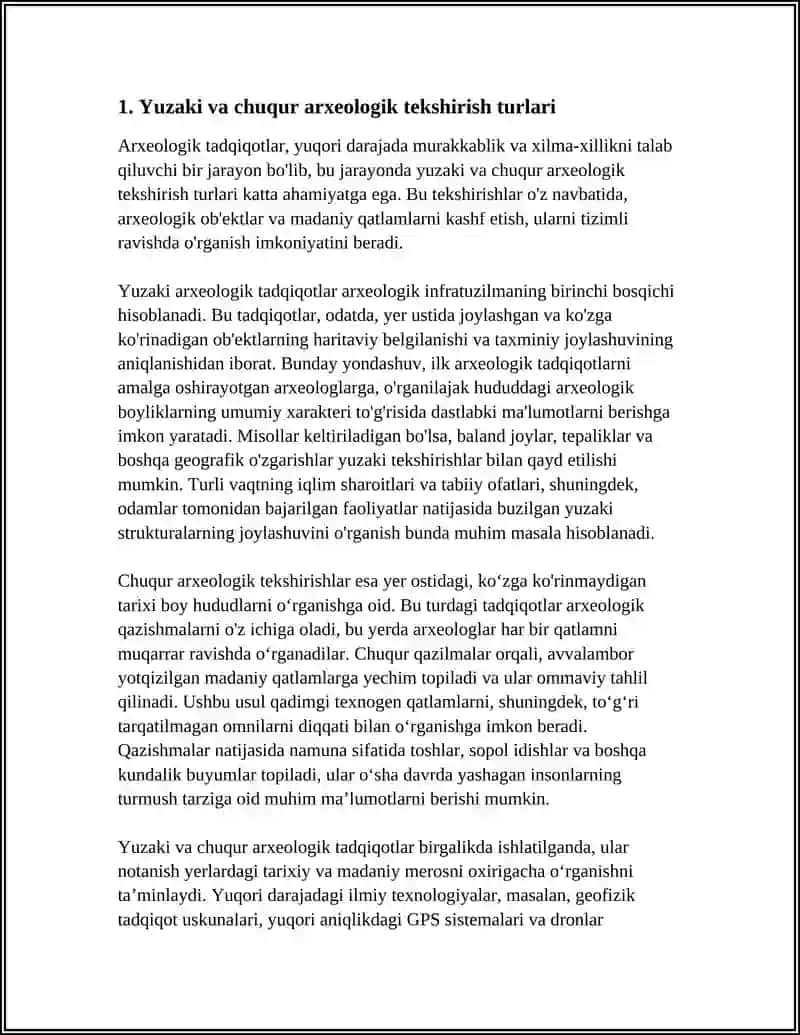 ARXEOLOGIK TADQIQOT TURLARI VA SANALASHTIRISH MUAMMOLARI 4