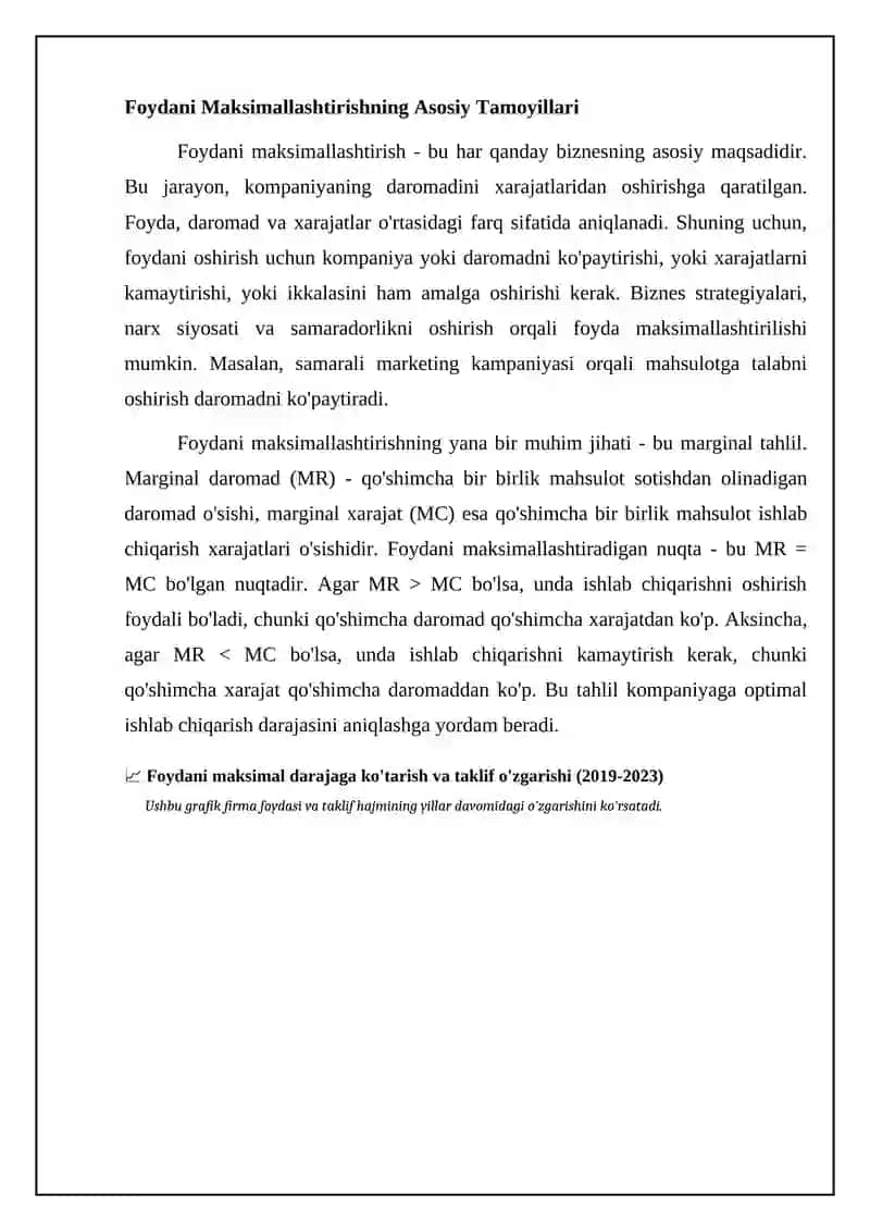 Фирма фойдасини максималлаштириш ва унинг таклифи 4