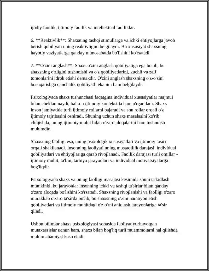 PSIXOLOGIYADA SHAXS VA UNING FAOLLIGI MASALASI 4