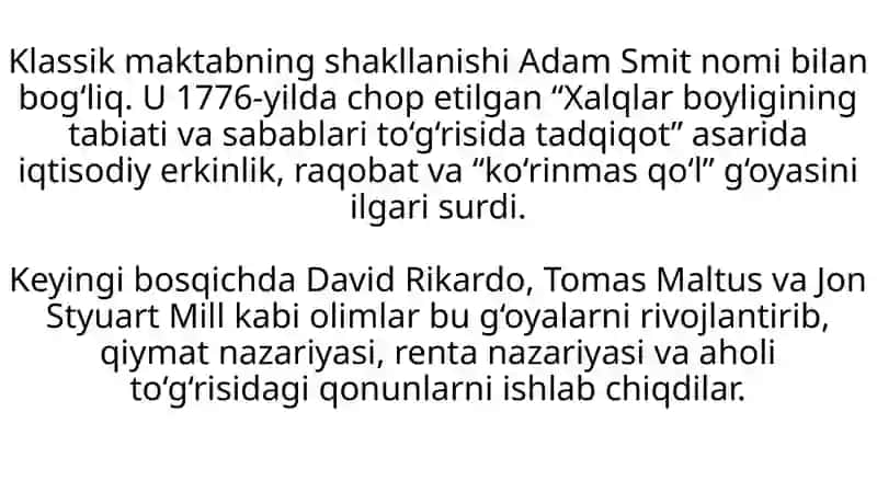 KLASSIK IQTISODIY MAKTABLARNING YAKUNLANISHI 4
