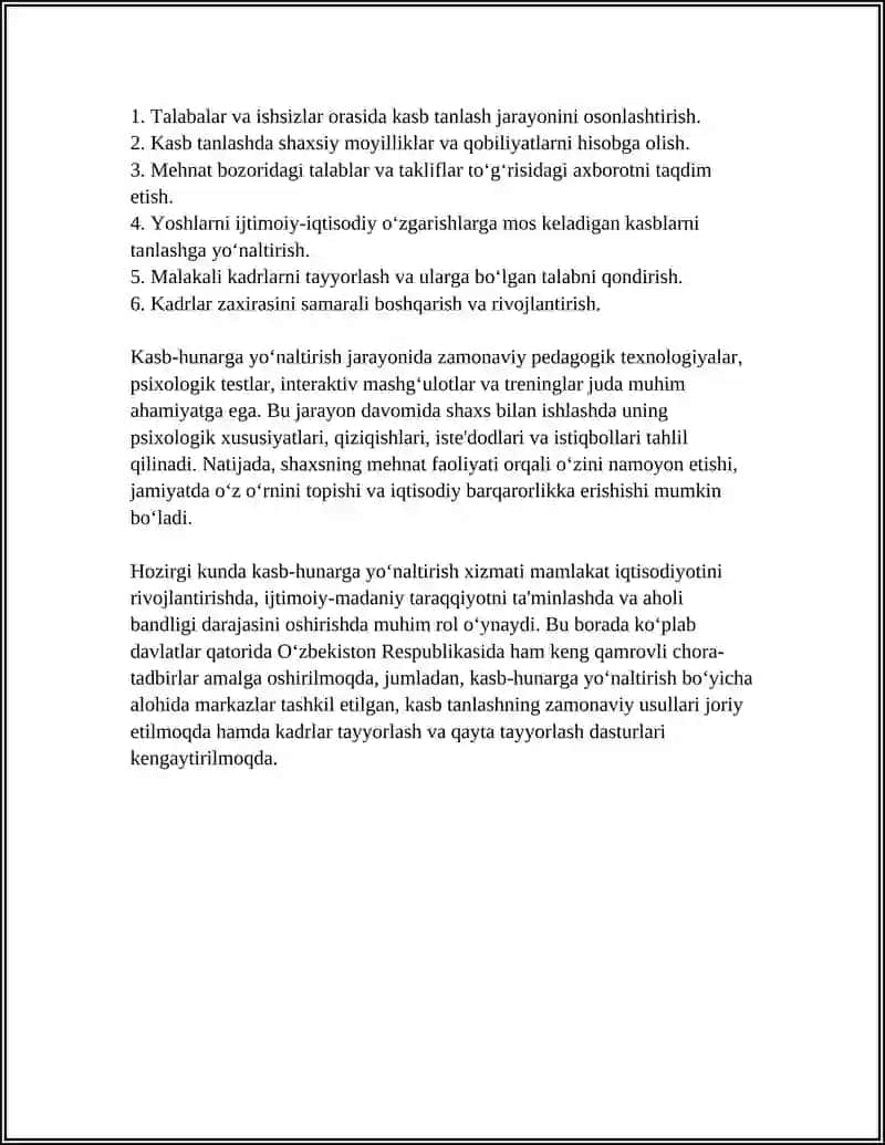 KASB-HUNARGA YO'NALIRISH FANINING MAQSAD VA VAZIFALARI, UNING TARIXIY TARAQQIYOTI 4