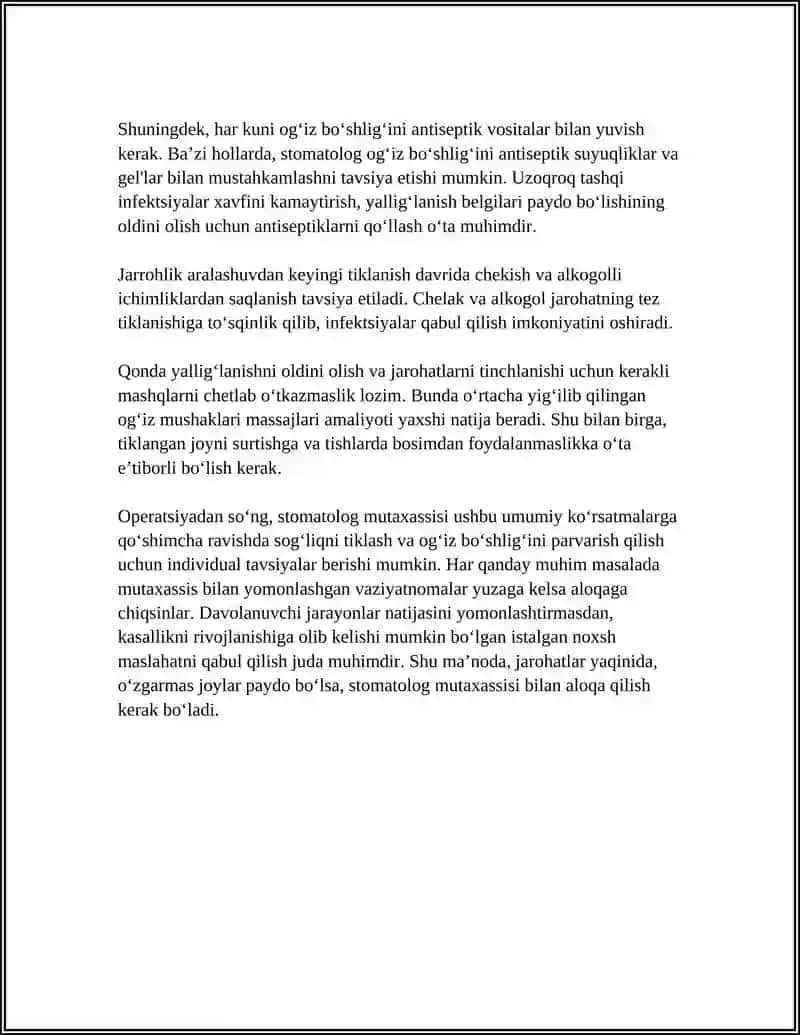 XIRURGIK STOMANI PARVARISH QILISH 4