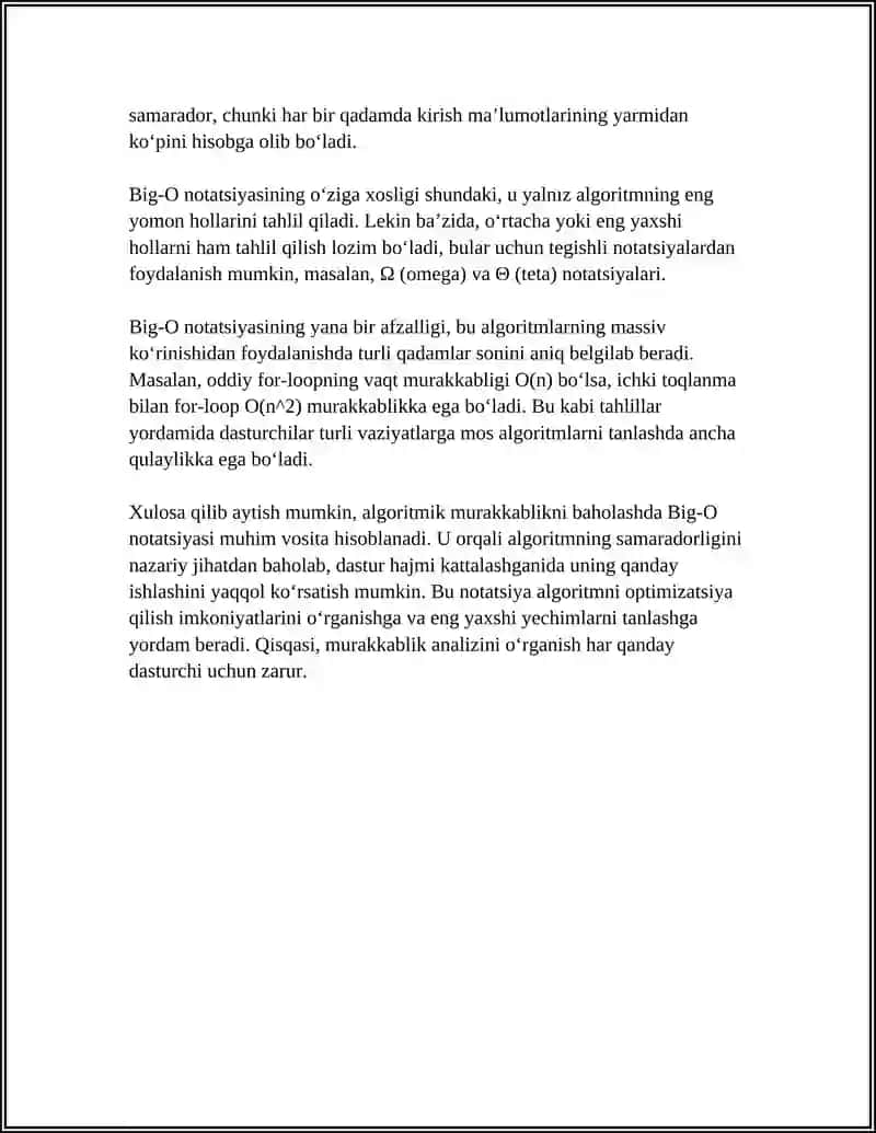 ALGORITMIK MURAKKABLIK VA BIG-O NOTATSIYASI 4