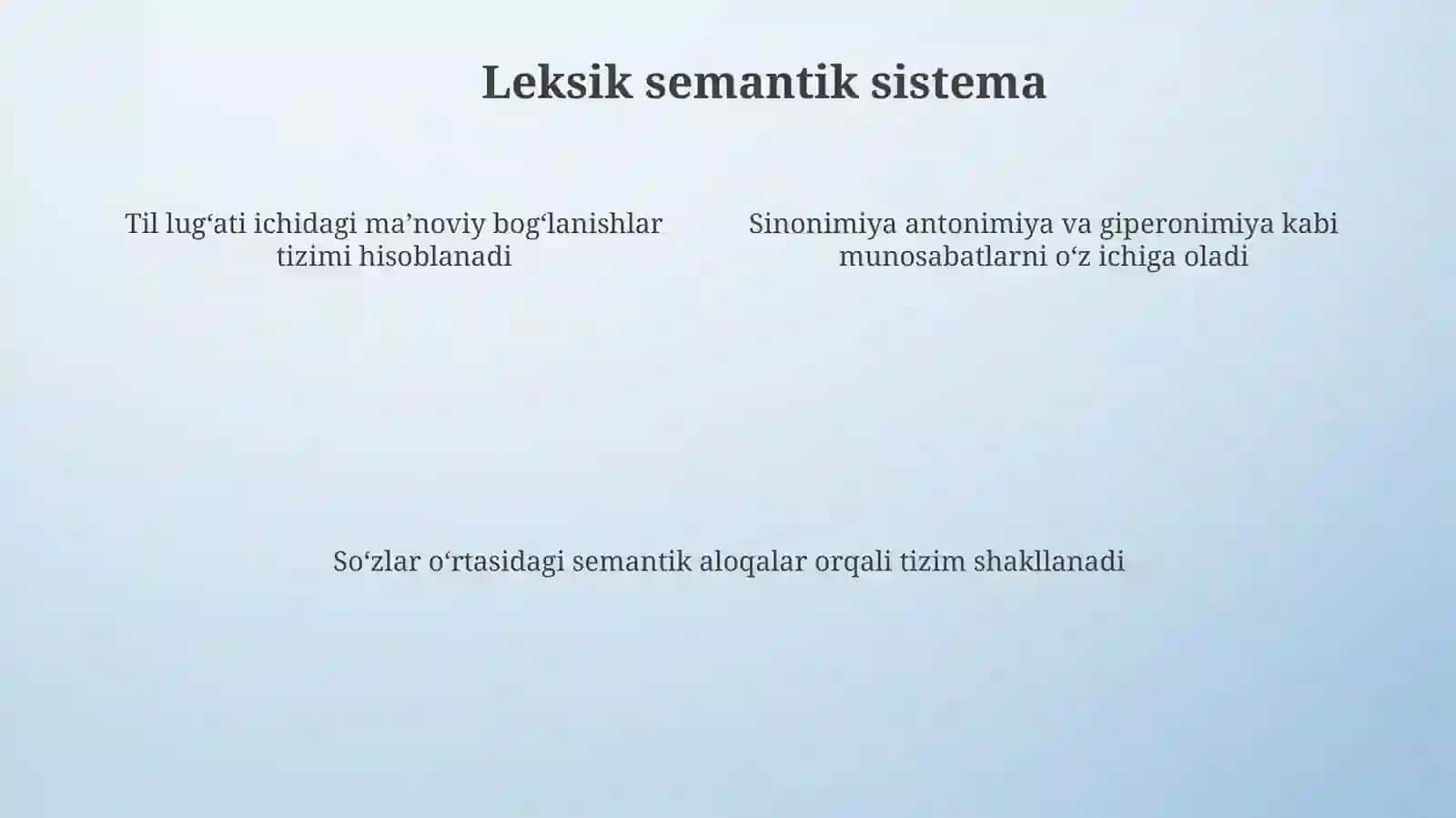 Leksik semantik sistemalar lugʻaviy maʼnoviy guruh 4