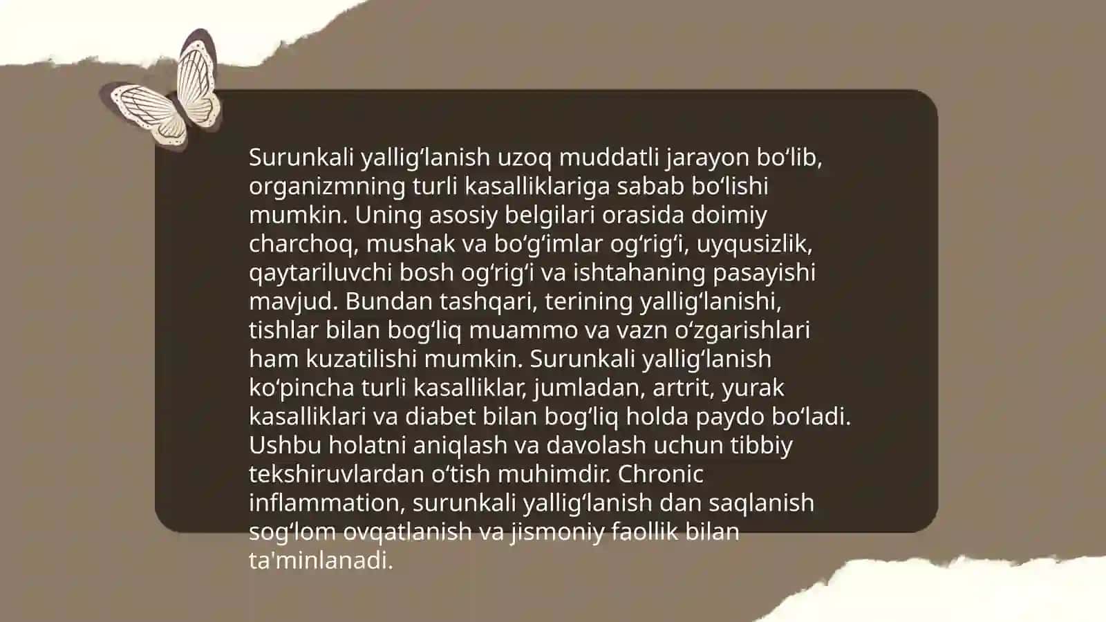Surunkali va oʻtkir yalligʻlanish 4