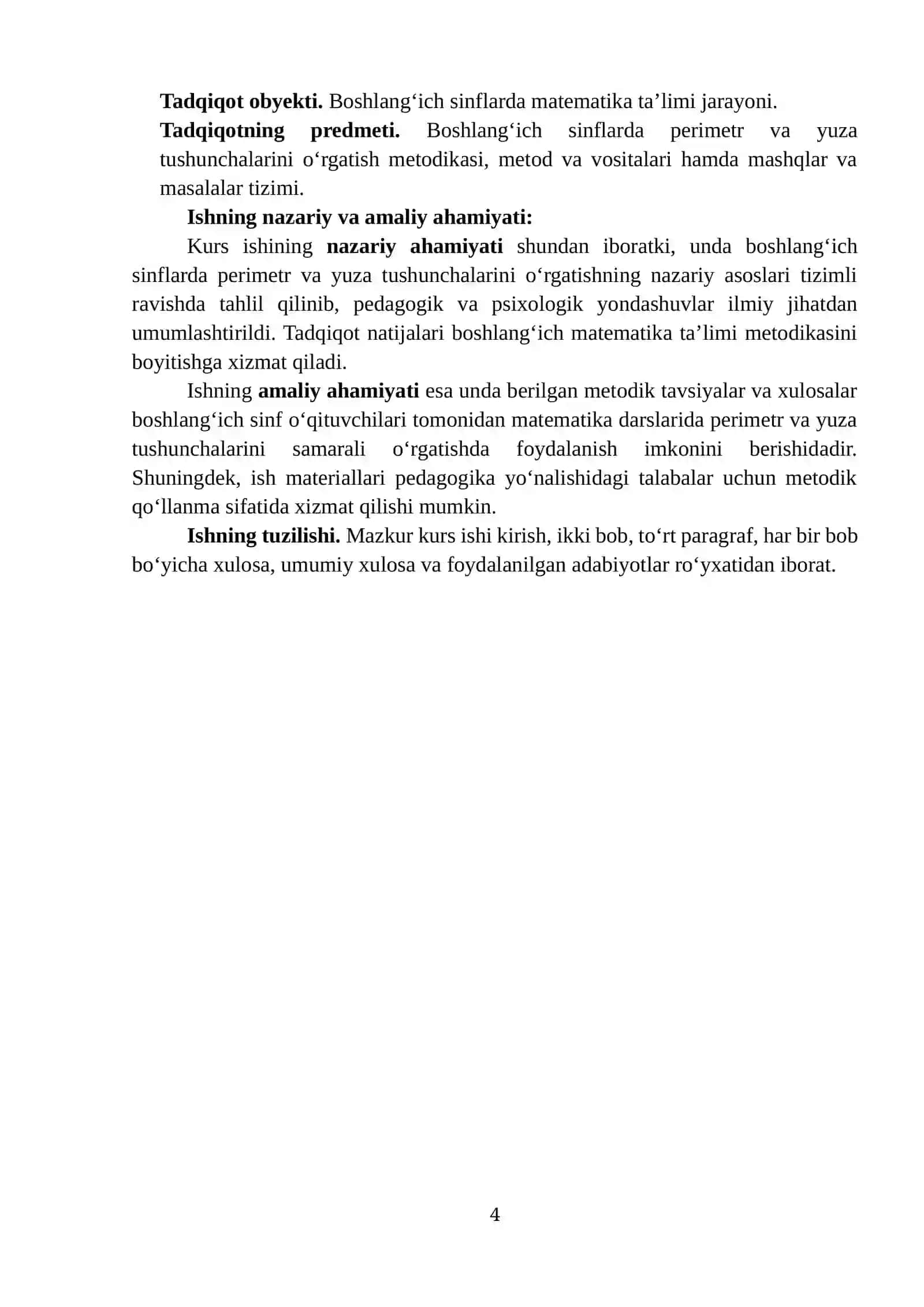 BOSHLANG‘ICH SINFLARDA PERIMETR VA YUZA TUSHUNCHALARINI O‘RGATISH METODIKASI 4