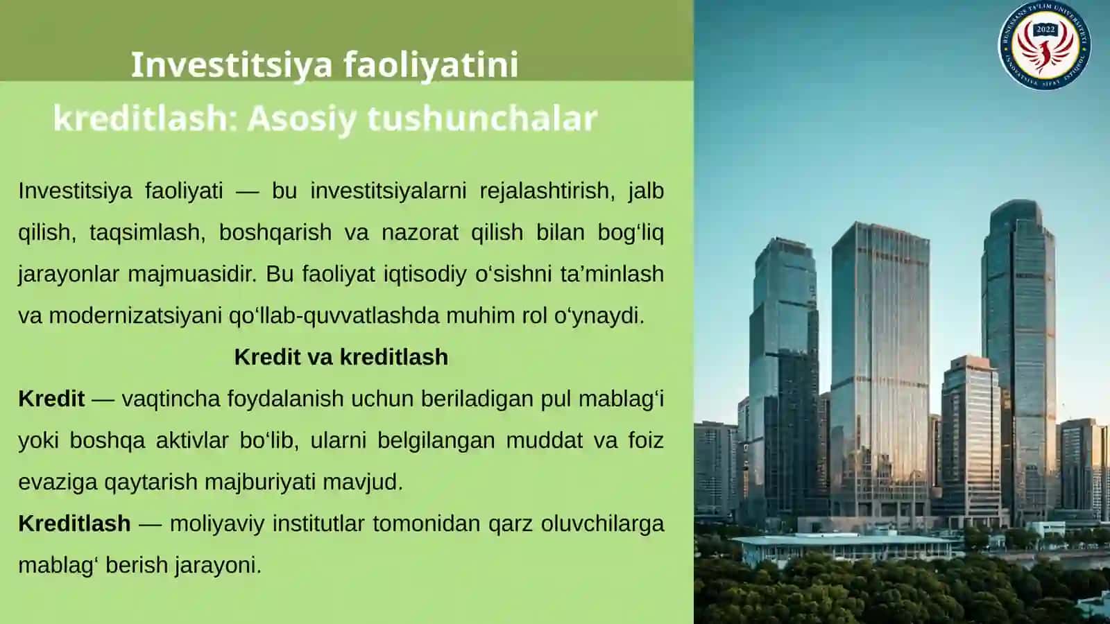 Investitsiya faoliyatini kreditlash 4