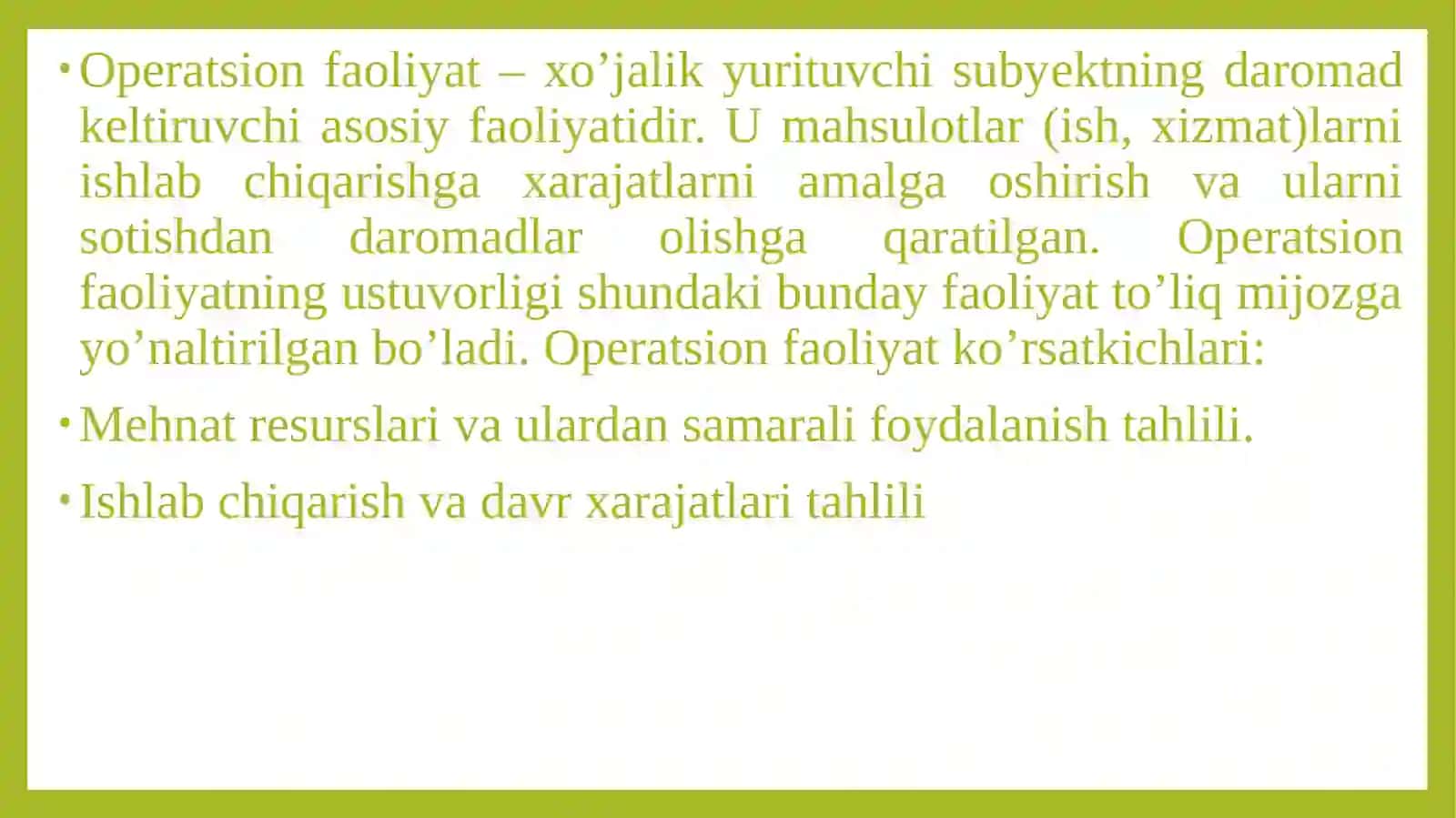 XOʻJALIK YURITUVCHI SUBYEKTLARNING MAHSULOT (ISH, XIZMATLAR) ISHLAB CHIQARISH VA SOTISH HAJMINI TAHLILI 4