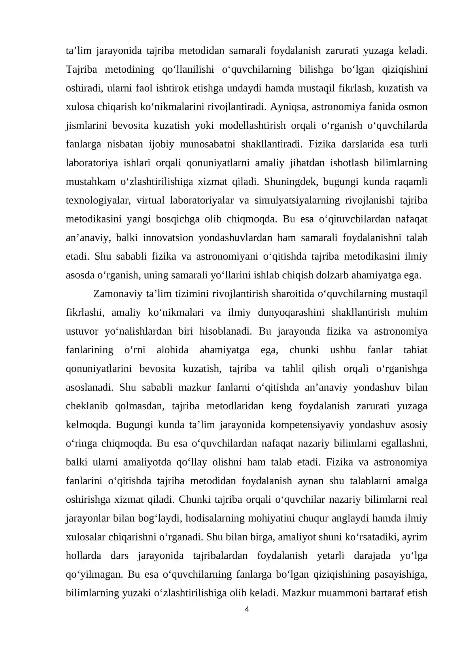 "FIZIKA VA ASTRONOMIYA ÒQITISH METODIKASI" 4