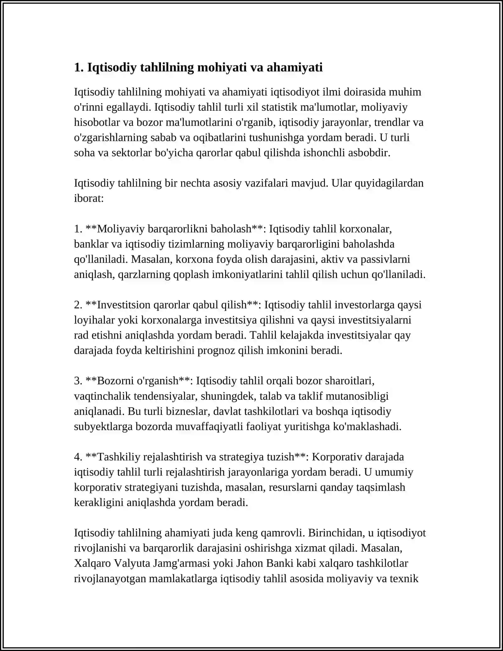 IQTISODIYOT SUBEKTLARIDA TAXLIL ISHLARINI TASHKIL QILISH 4