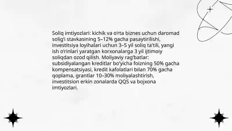 Davlatning iqtisodiyotda xususiy tarmoq va tadbirkorlikni qo‘llab-quvvatlash siyosati 4