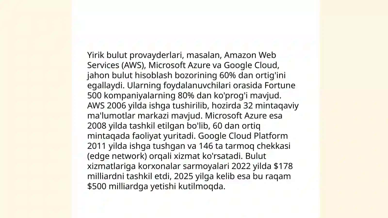 Bulutli hisoblashning bozor ulushi 4