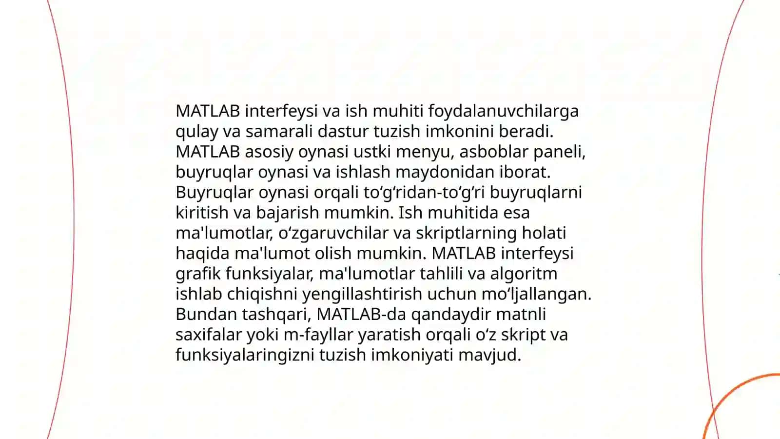 Matlab dasturlash tiliga kirish:Matlabda sintaksis va funksional imkoniyatlar 4
