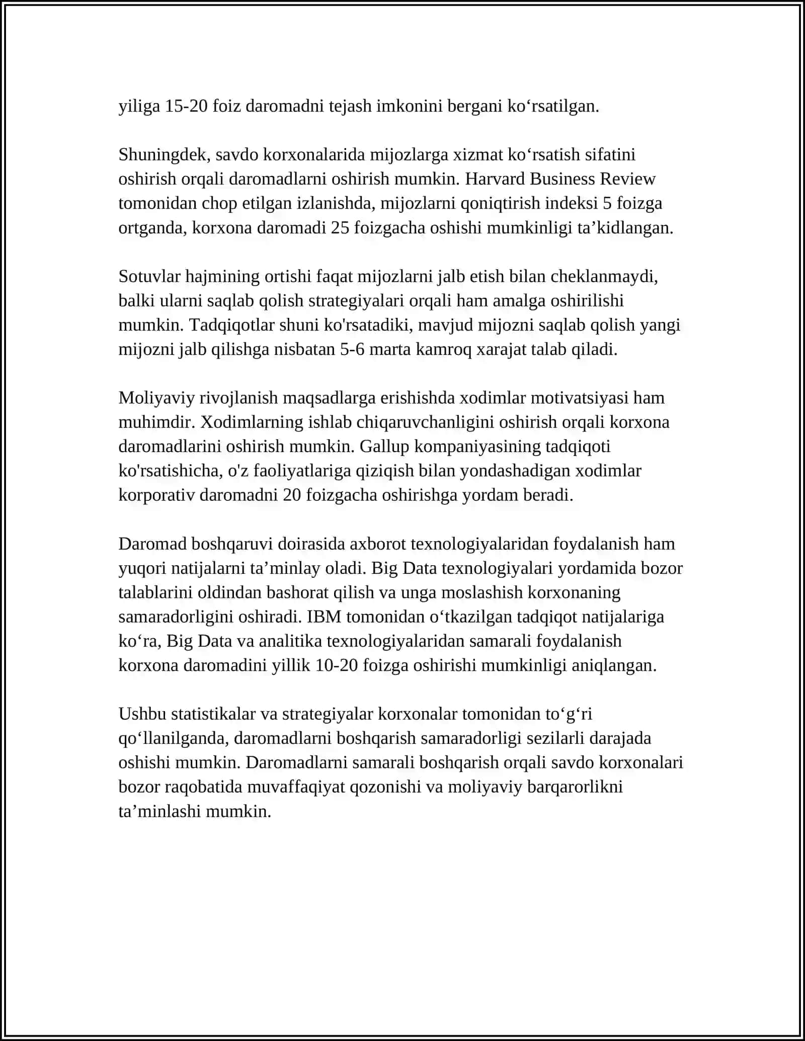 SAVDO KORXONALARIDA DAROMADLAR HARAKATLAR VA YAKUNIY MOLIYAVIY NATIJALAR HISOBI 4