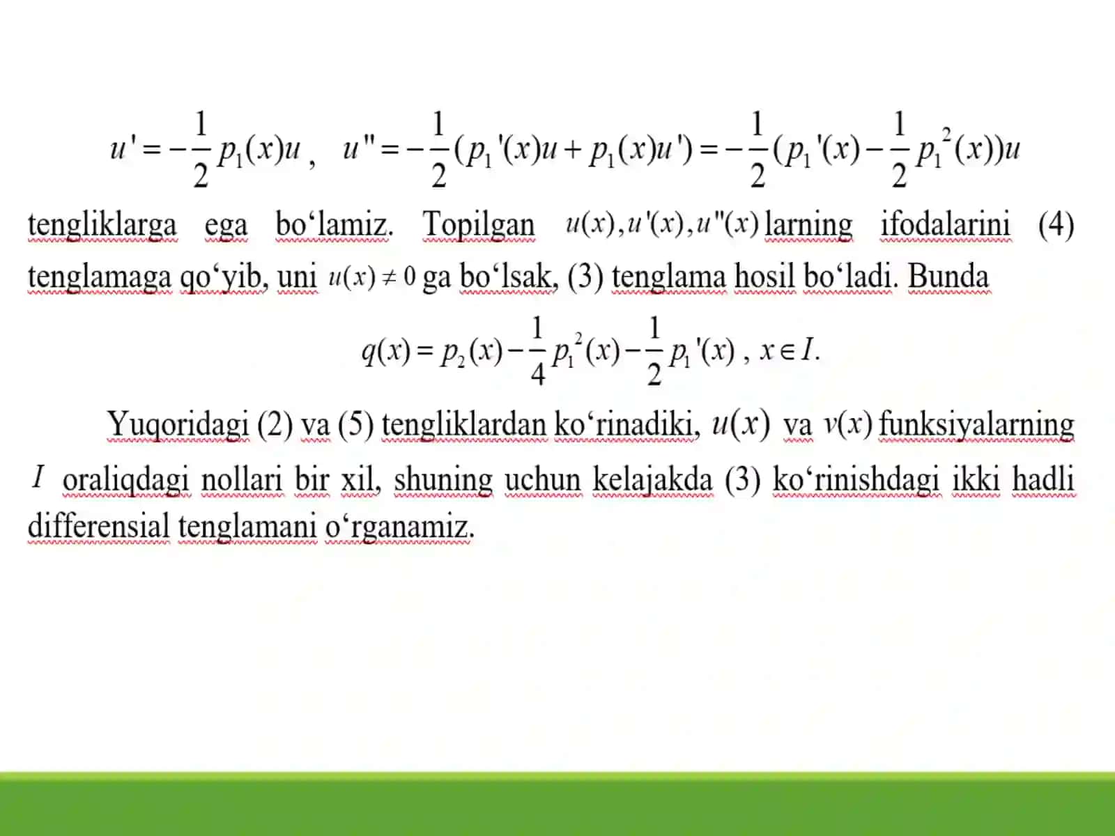 Bir jinsli chiziqli yuqori tartibli differensial tenglamalar 4