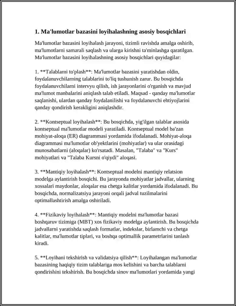 MA'LUMOTLAR BAZASINI LOYIHALASH, MOHIYAT - ALOQA DIAGRAMMASINI QURISH 4