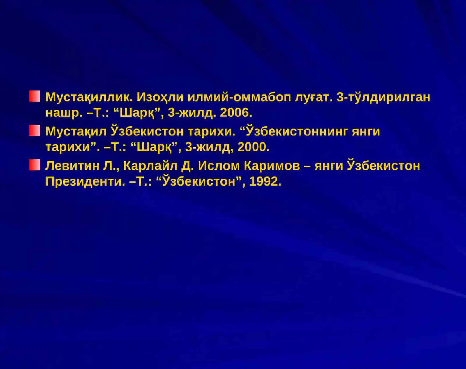 Мустақил Ўзбекистон давлатининг ташкил топиши 4