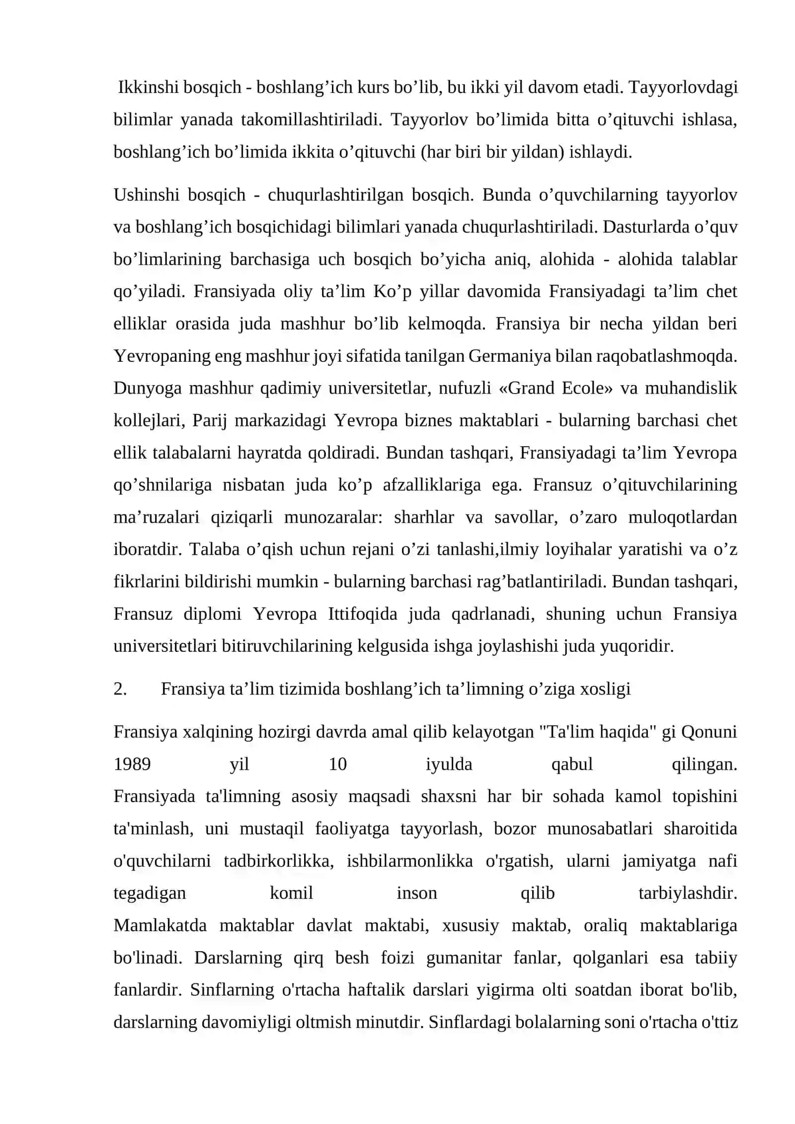 Fransiya respublikasining boshlang’ich ta’limdagi til o’rganish tendensiyalarini o’zlashtirish 4